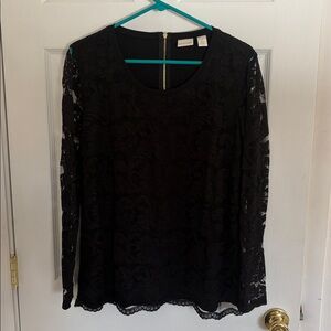 Chico's Black Lace Long Sleeve Blouse